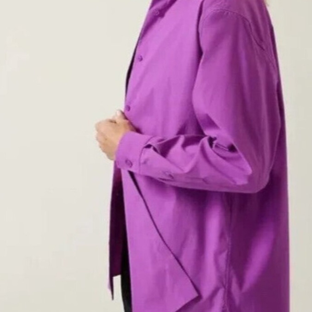 Athleta Oversized Poplin Top Purple - Picture 3 of 14